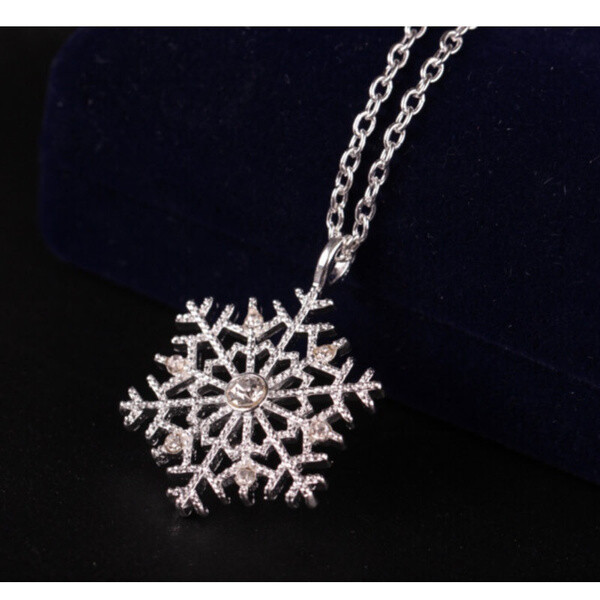 Christmas Crystal Snowflake Silver Charm Chain Necklace Pendant Jewelry Gift New