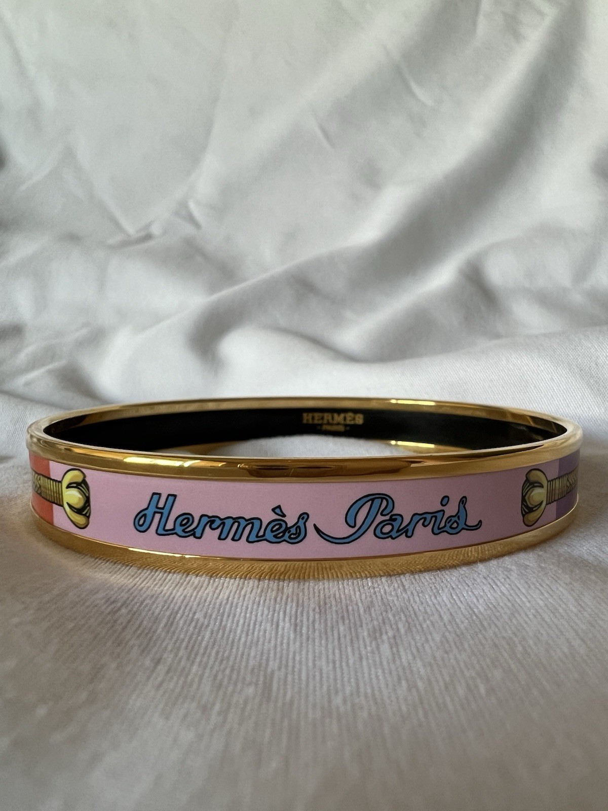 Hermes bracelet bangle flamboyante Orange Pink Green Gold Size M / 70