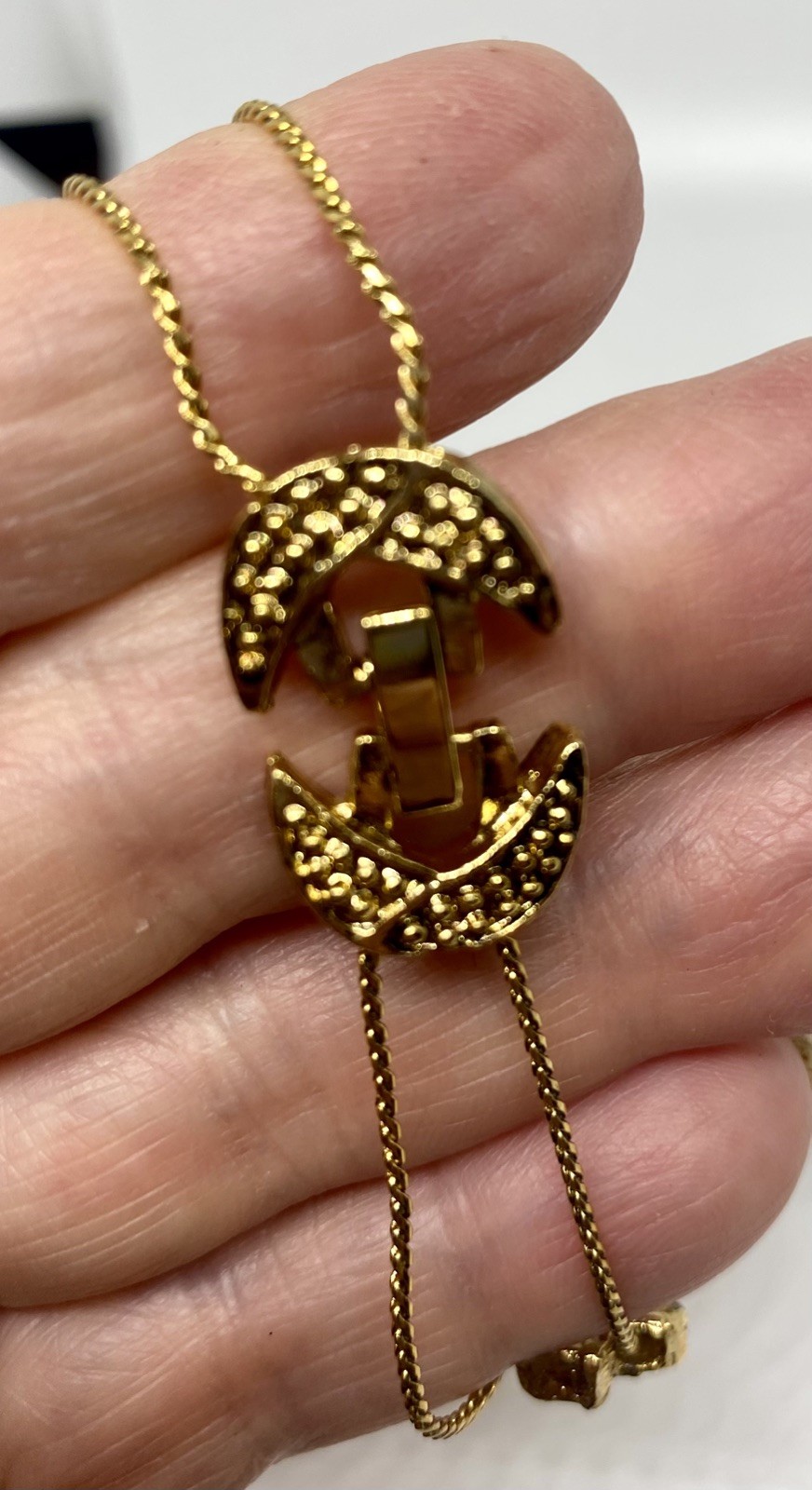 Vintage Gold-Toned Slide Bracelet with Elephants & Rhinestones