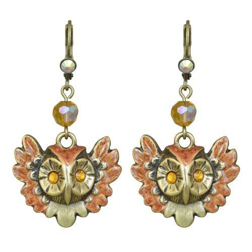 Kirks Folly Owl of Wisdom Leverback Earrings brasstone
