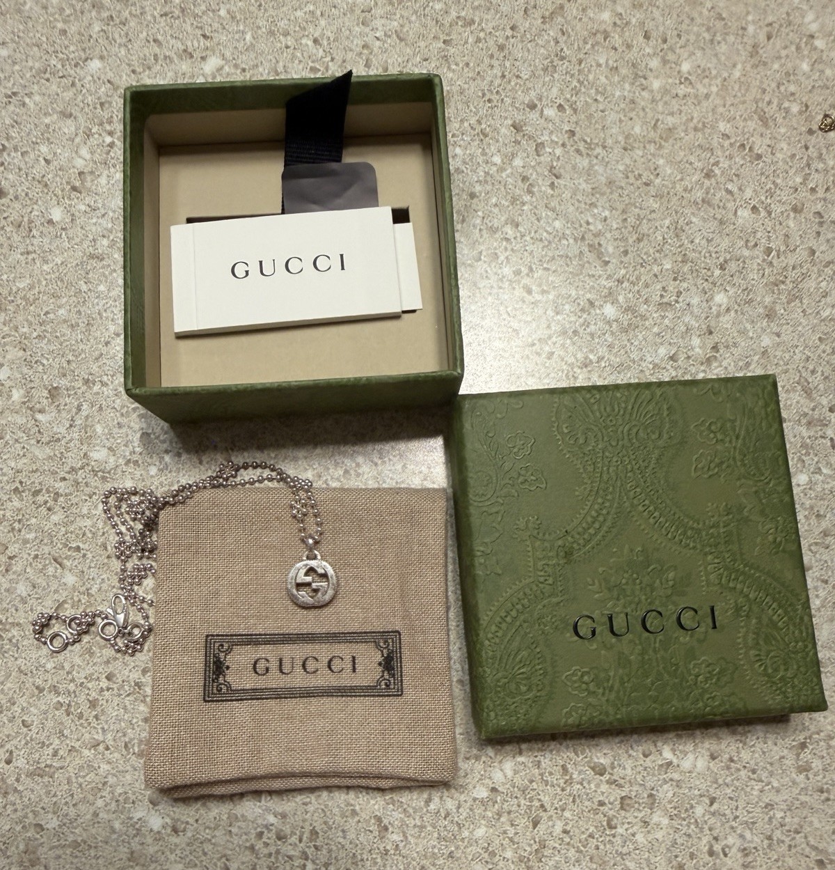 Gucci Necklace Sterling Silver Interlocking G Cluster Chain