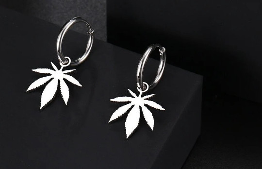 Pot Leaf Loop Earrings Marijuana Leaf Marijuana Jewelry Cannabis pendent