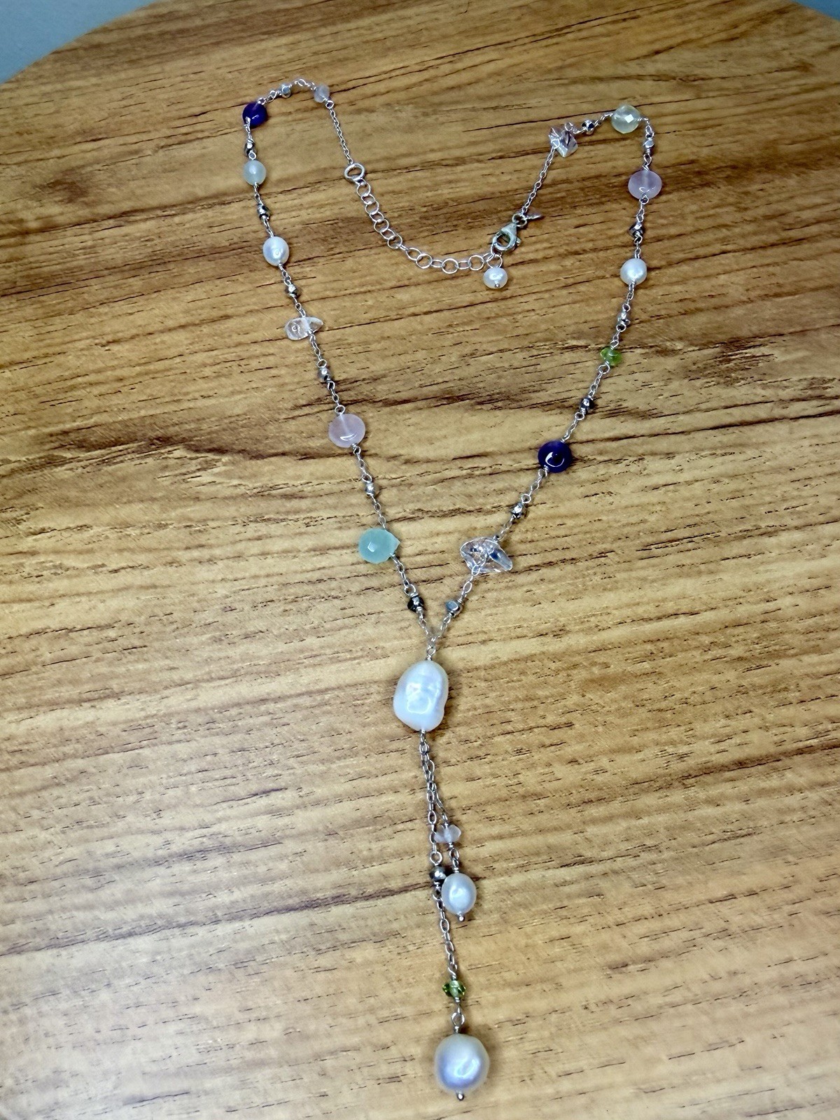 Lia Sophia Pearl Beaded Jewelry Set Necklace Bracelet Earrings Silver Tone