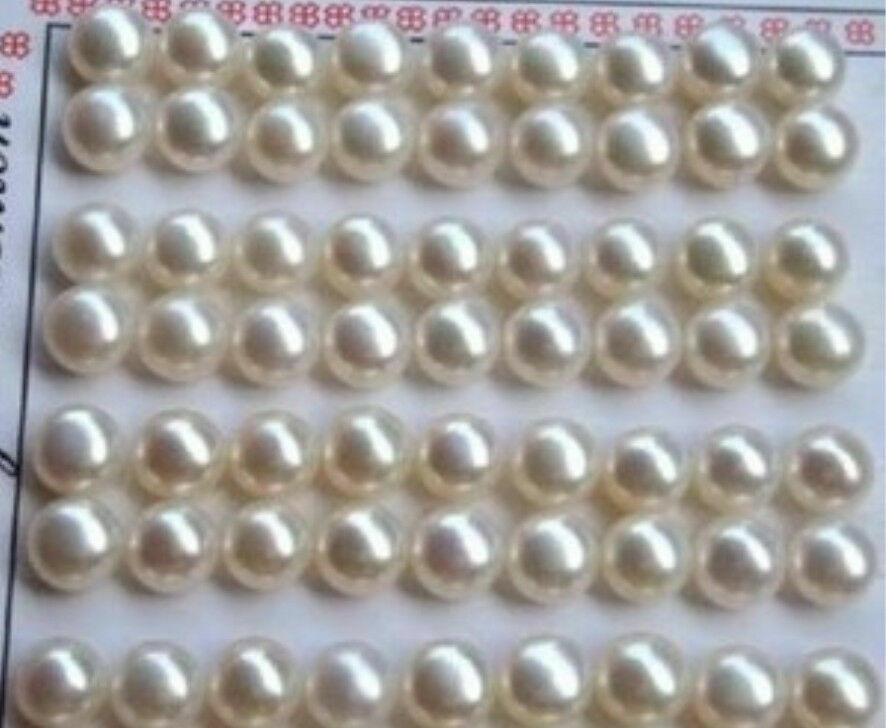 Wholesale AAA 30 Pairs 8-8.5mm Natural White Pearl Half-Drilled Earrings Beads