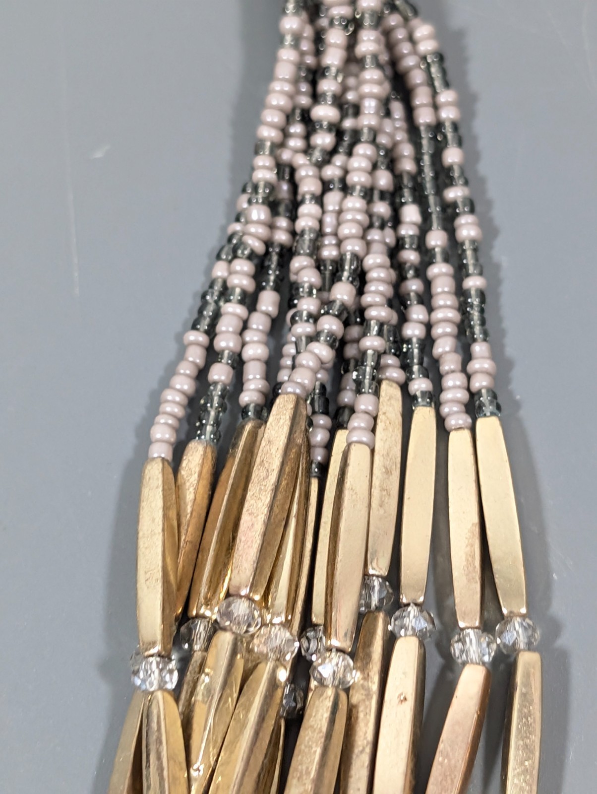 Boho Western Two Tone Multi Strand Beaded necklace 21 in
