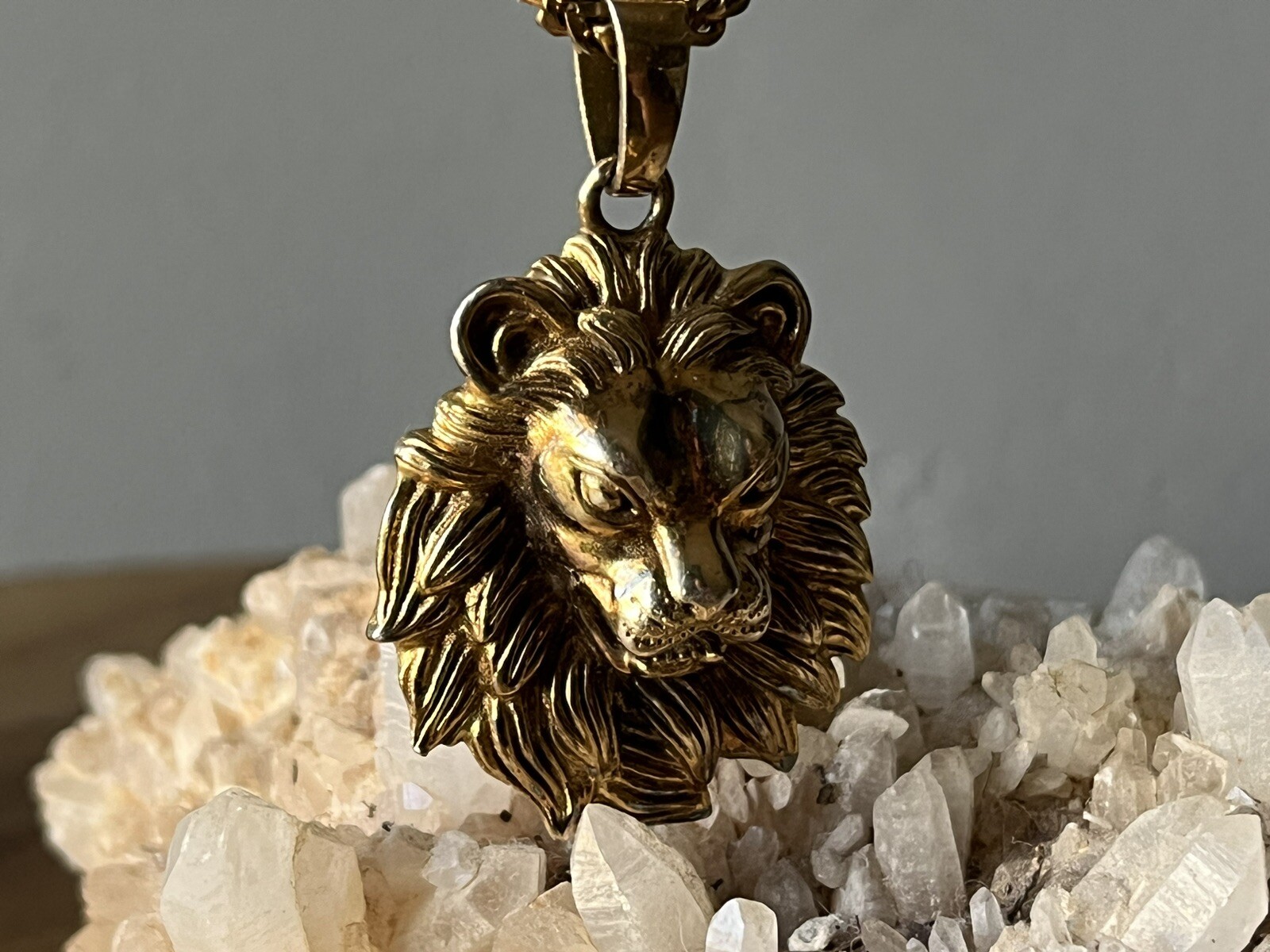 925 Plated GLD Lion Pendant And Chain