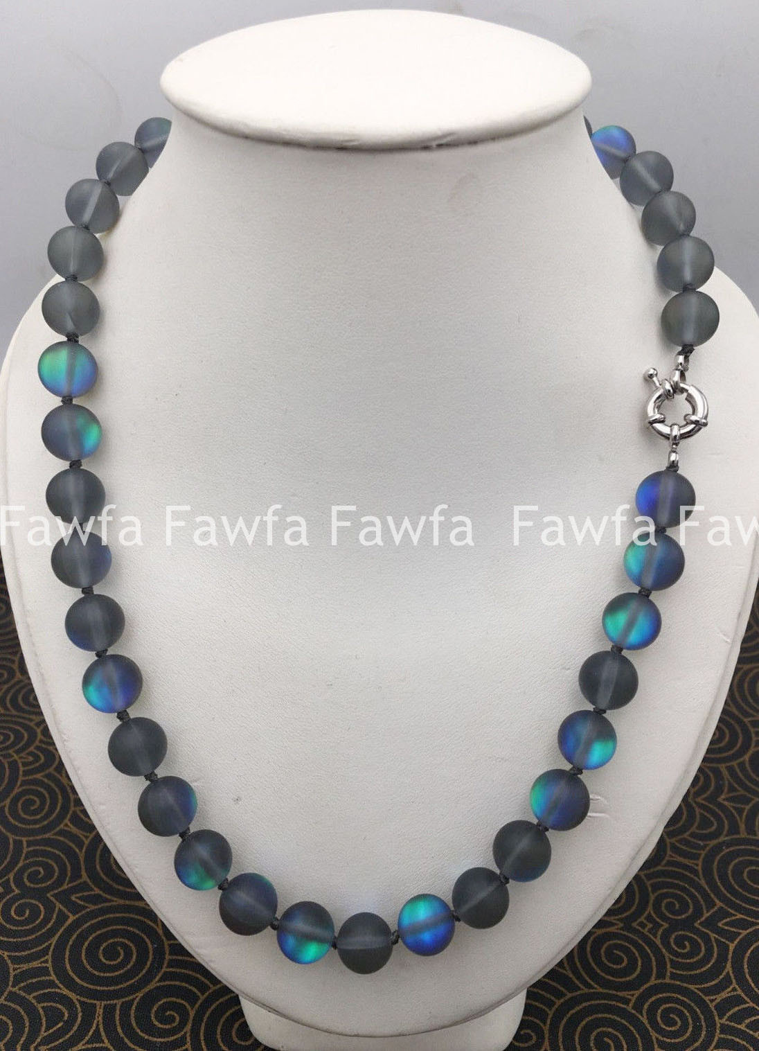 6/8/10/12mm Gray Rainbow Moonstone Gleamy Round Gems Beads Necklace 16-48″