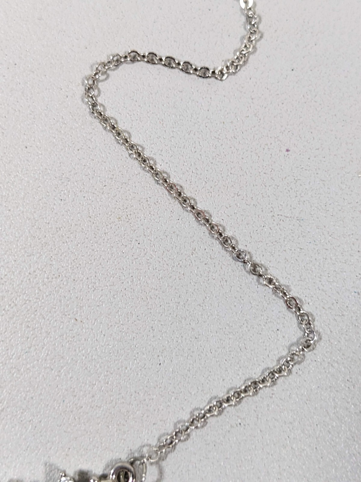 Silver Tone Green Faux Pearl Crystal Bar Pendant Necklace 19 inches