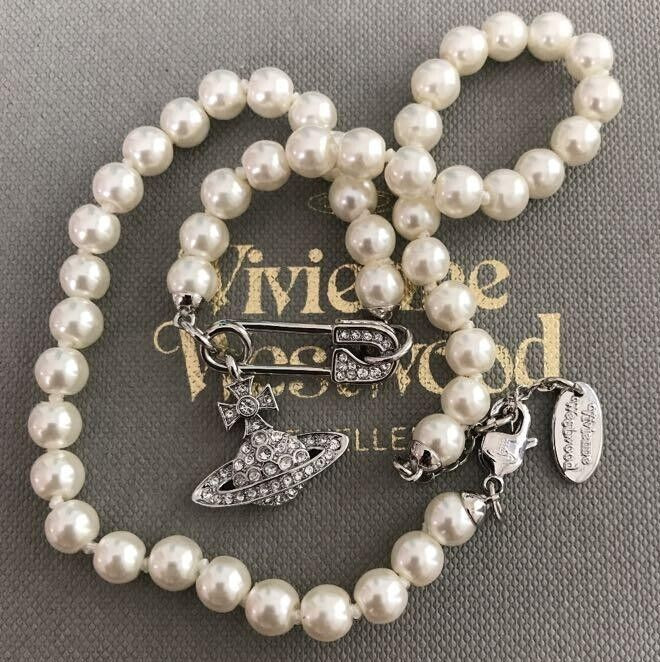 Vivienne Westwood Orb Necklace Choker White 1 Row Pearl Silver Outlet authentic