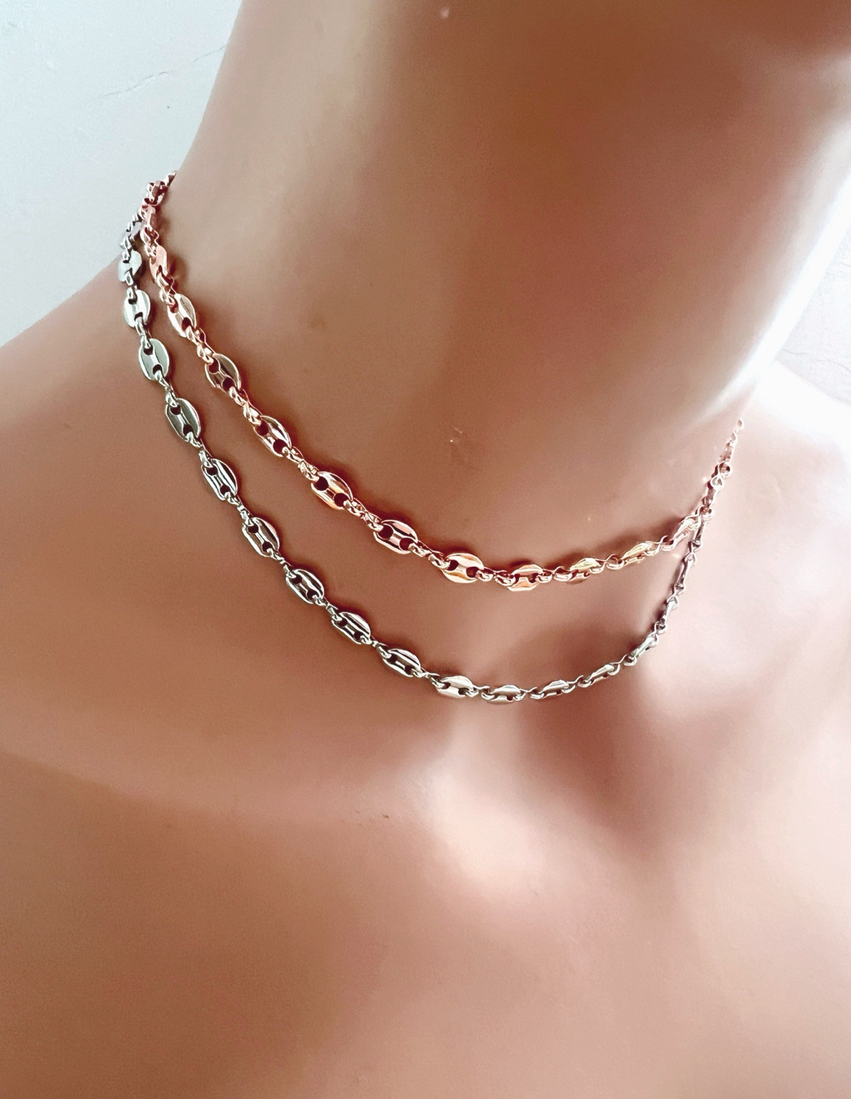 Silver Anchor Mariner Chain Necklace Rose Gold Sailor Chain Necklace Gift Idea