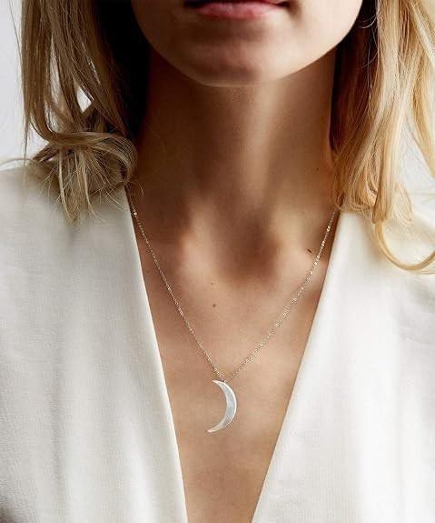 Crescent Moon Necklace Silver Plated Pendant Dainty Chain Jewelry Women Gift