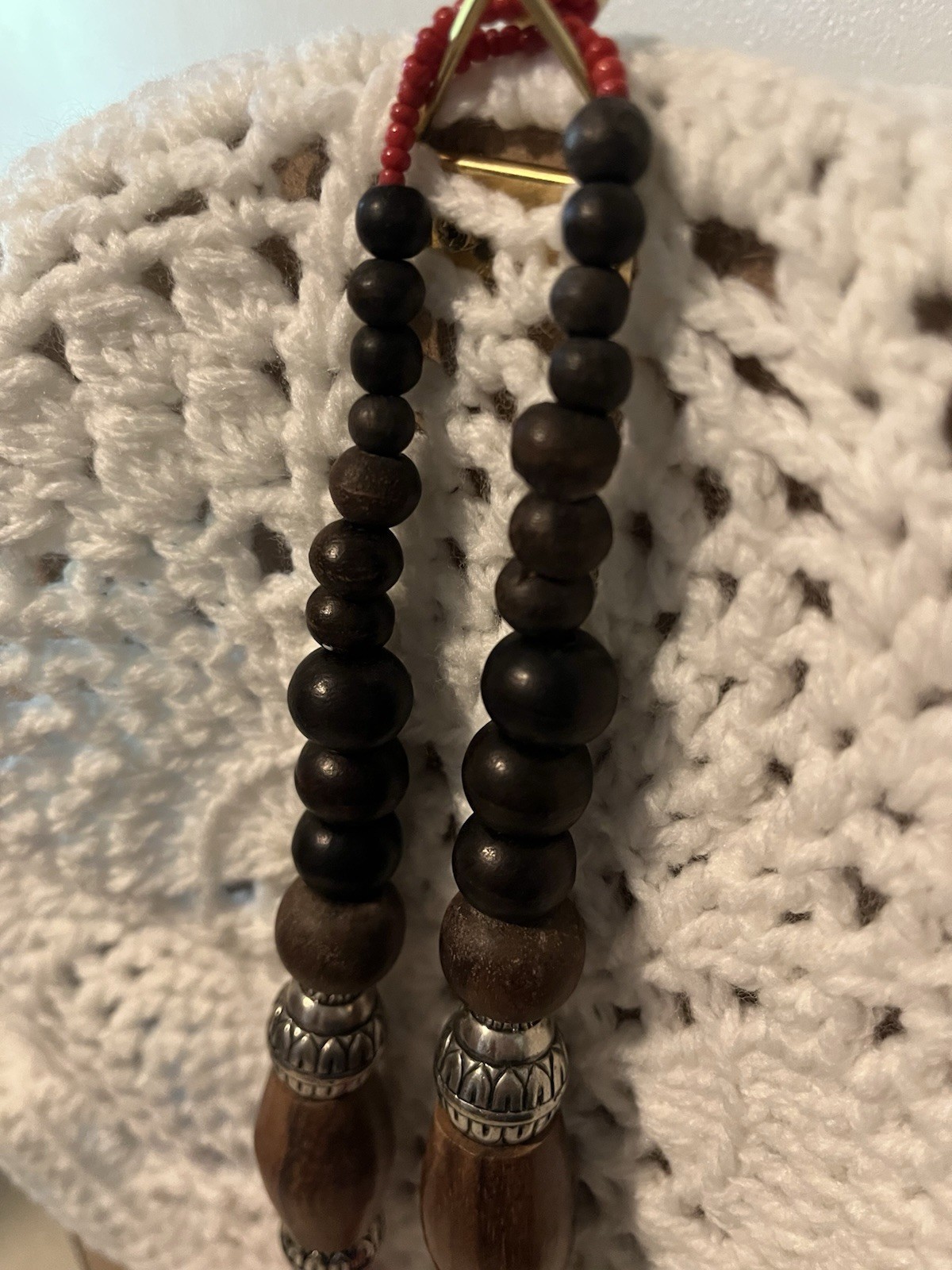 Bohemian Boho Style Chunky Wood Beaded Necklace