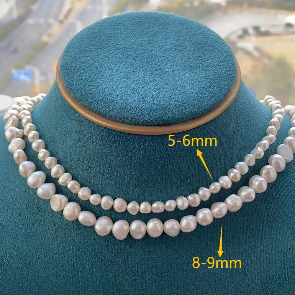 Natural Baroque Freshwater Pearl Choker Necklace 5-6mm 8-9mm Women