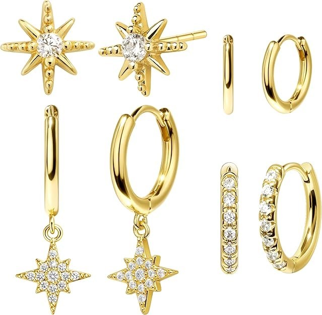 14K Gold Plated Huggie Hoop Earrings Set Women Men Hypoallergenic Cartilage New