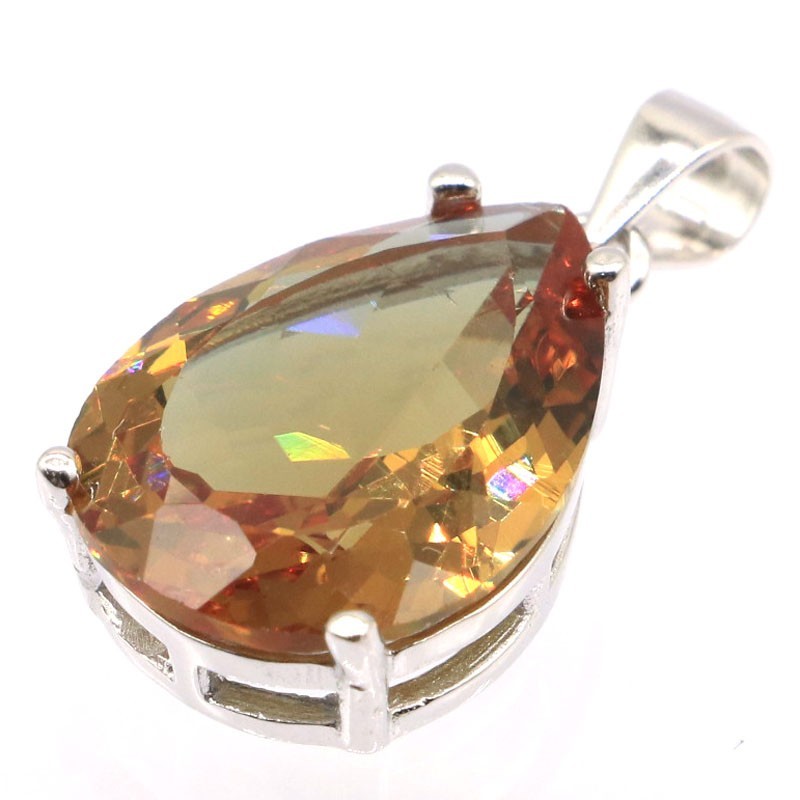 Buy 2 get 1 free Unique Water Drop 18x13mm Color Changing Spinel Silver Pendant