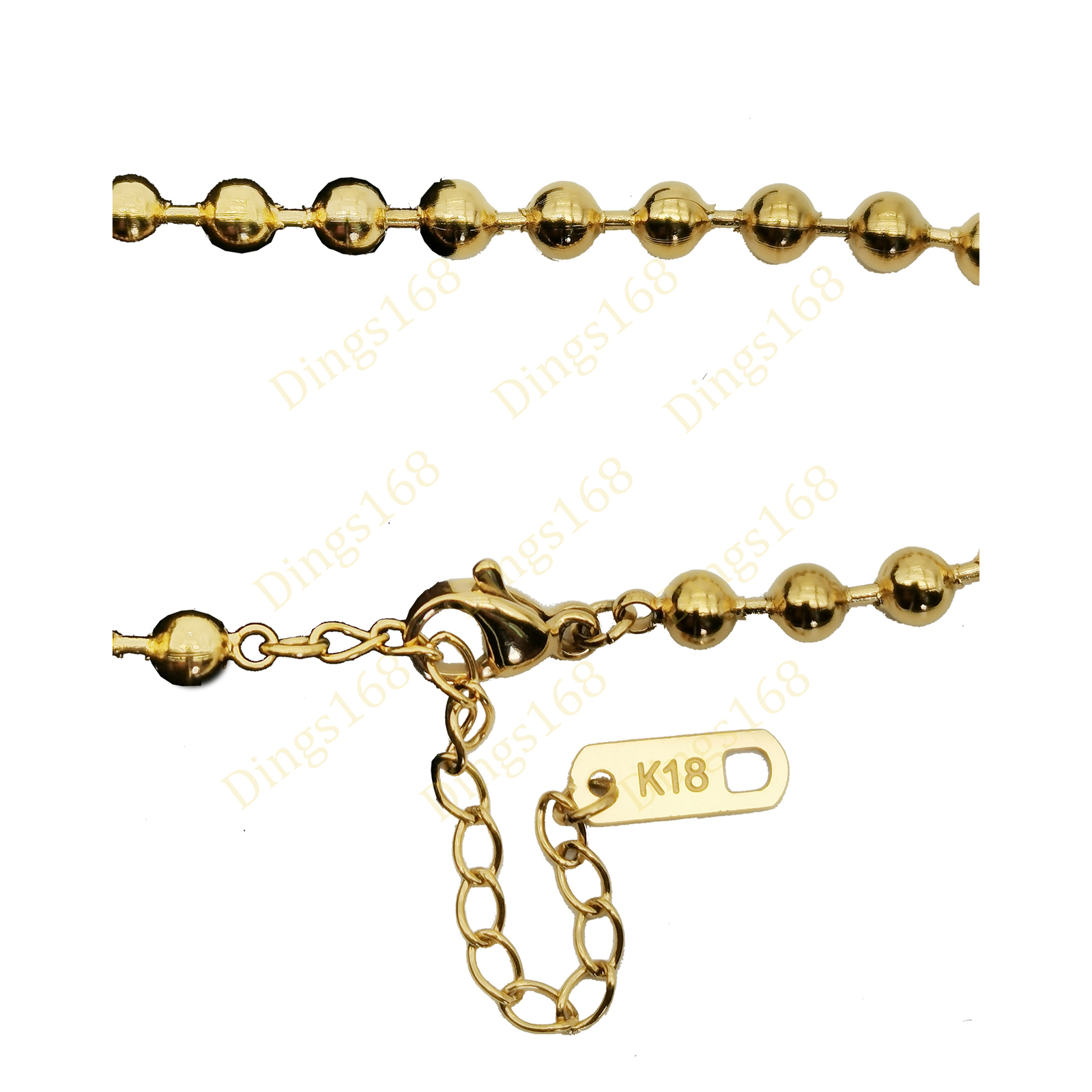 Classic Bead Chain Bracelet in Genuine 18K Yellow Gold Filled, Tarnish-Resistant