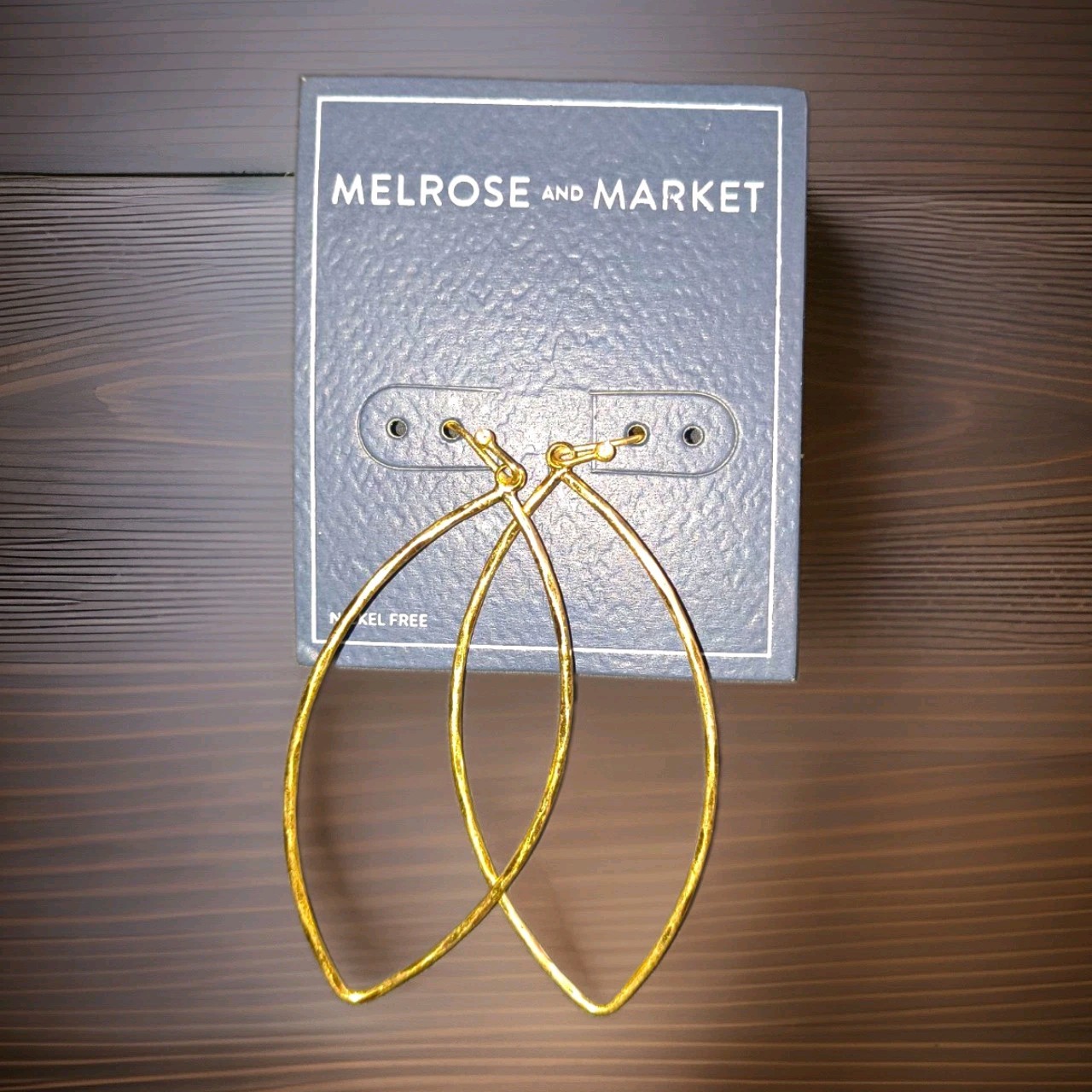 Melrose and Market Gold Tone Teardrop Dangle Hook Earrings Nickel-Free 2 in