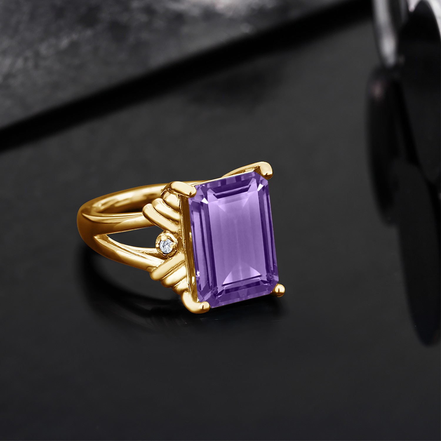 5-10 Cttw Gemstone Birthstone & White Moissanite Ring For Women | 18K Yellow