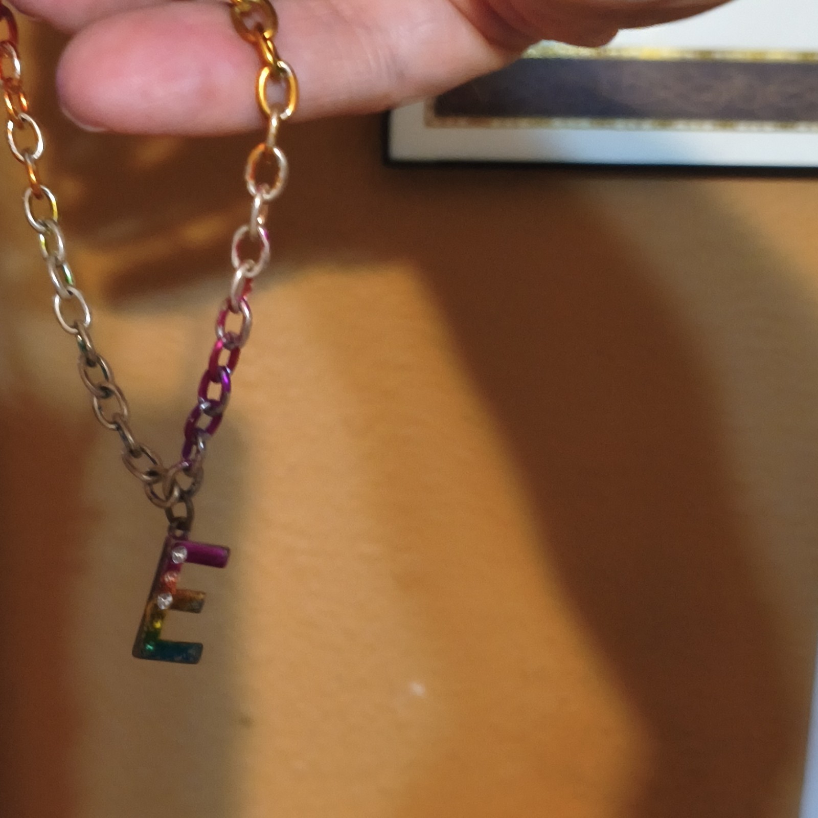 Multicolor Cable Chain Charm Bracelet Letter E Dangle Adjustable