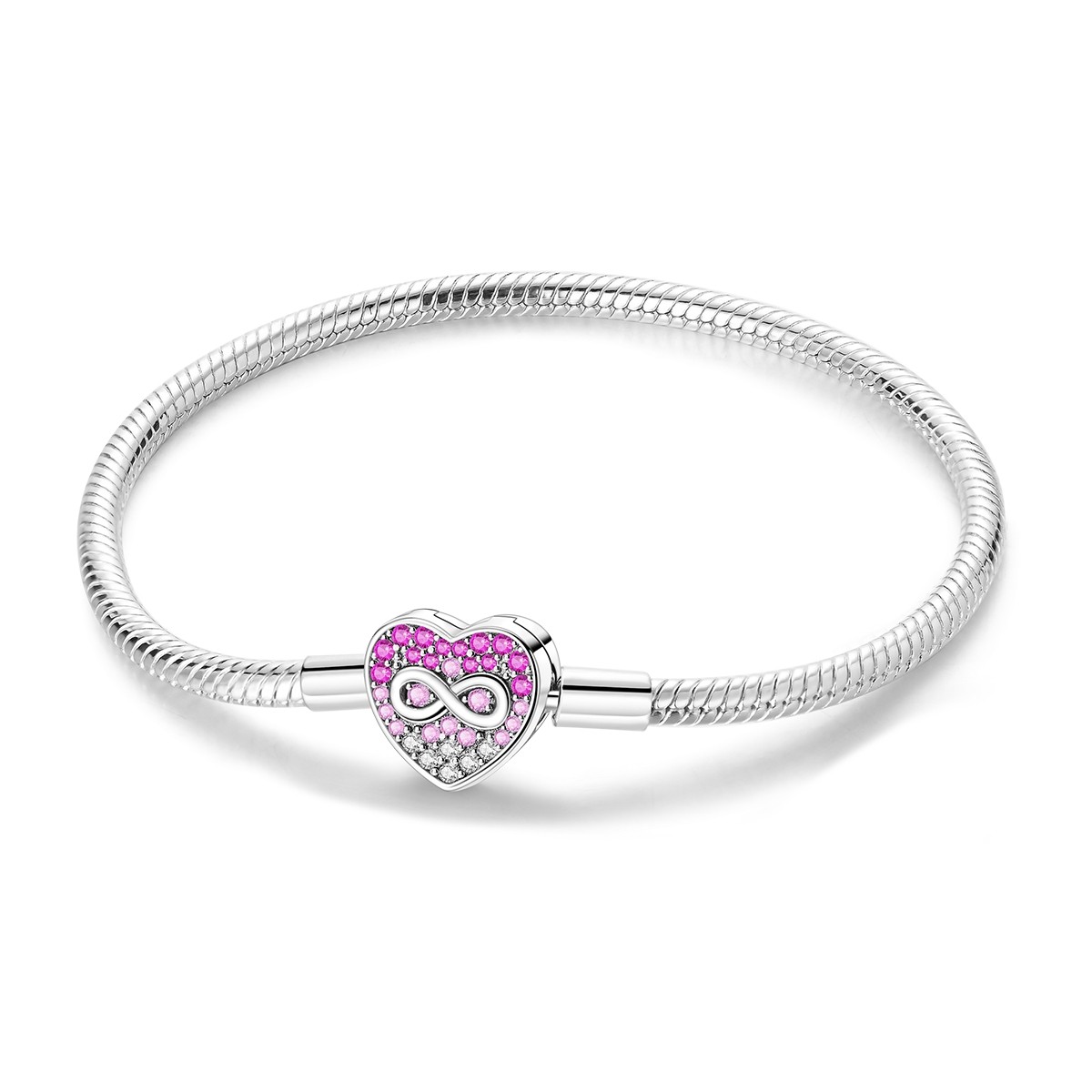 MULA European 925 Sterling Silver Heart Clasp Charm Bracelet for Women Jewelry