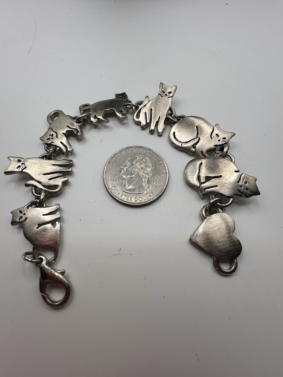 ULTRA CRAFT Silver Tone Cat Bracelet 7 Inch