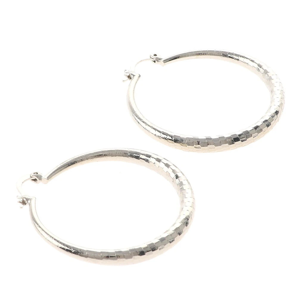 Silver Tone Metal Silver Plated Hinged Hoop Earring OYE467 -S40 .