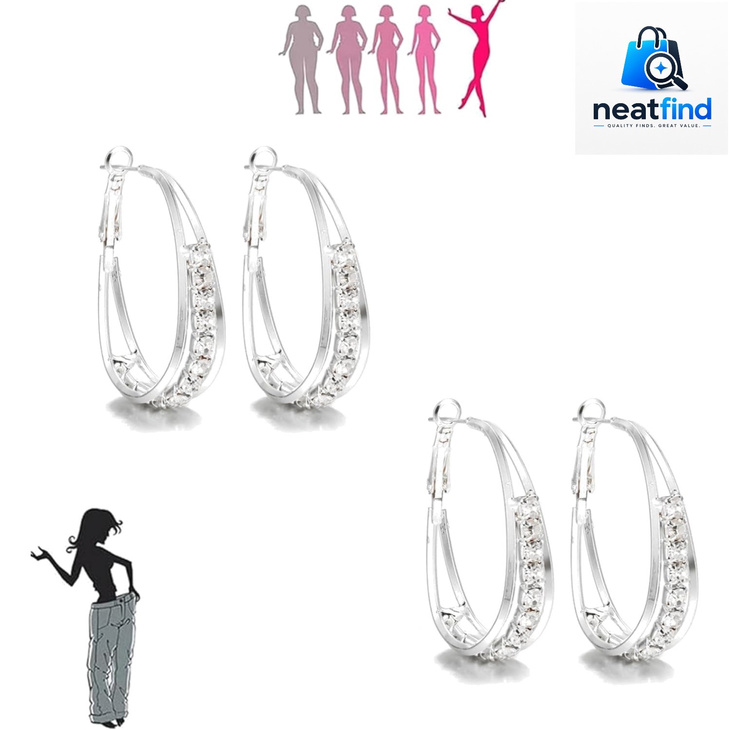 4 Pairs Lymphatic Drainage Slimming Hoop Earrings, Halolux Lymphvity Germaniu…