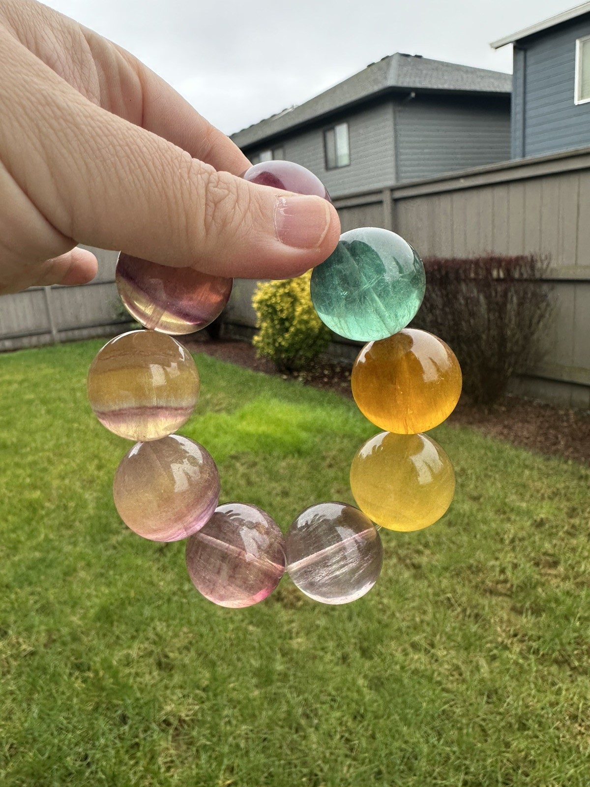 26mm High Quality Rainbow Fluorite Bracelet(price firm）
