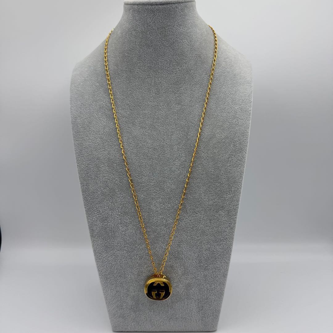 GUCCI Perfume Bottle Necklace Gold-plated Interlocking GG Logo Length: 29.5 in.