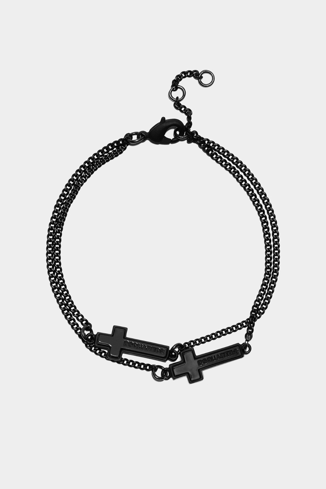 DSQUARED2 Double Cross Bracelet Lacquer Metal Black Size Medium 19-22cm NIB
