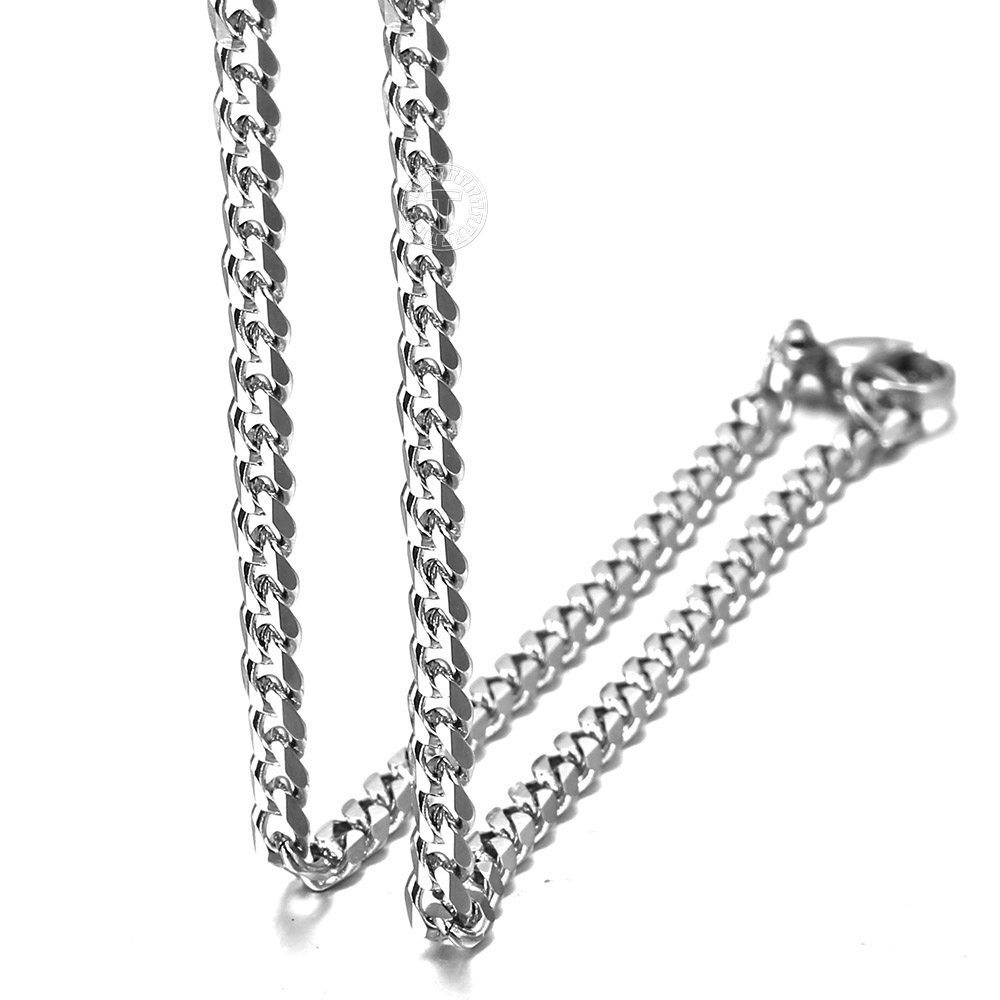 3mm Curb Cuban Link Chain Necklace for Men Women Stainless Steel Lobster 16″-30″