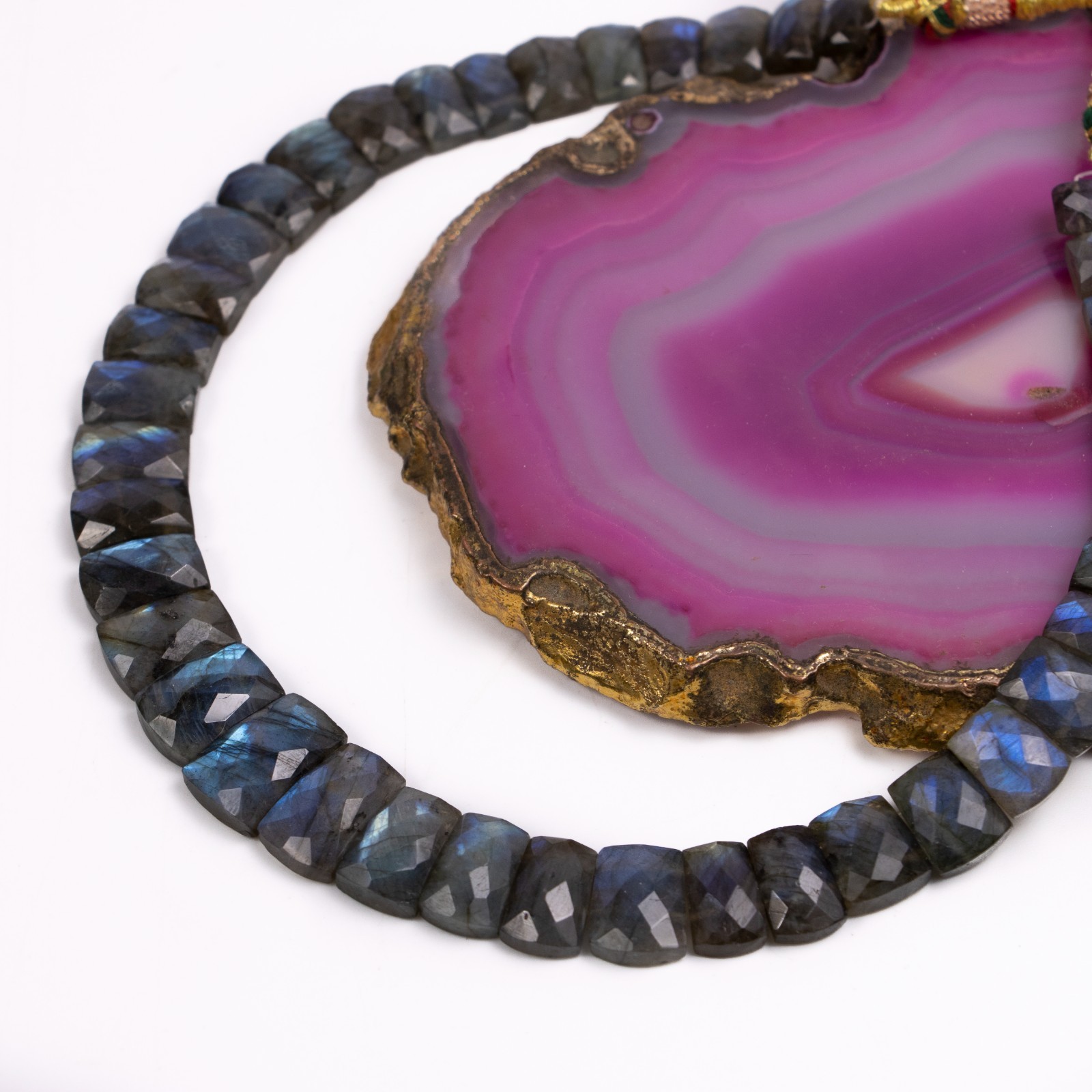 Labradorite Fancy Shape Layout Necklace, 10X7MM To 17X11MM, Faceted Gemstone