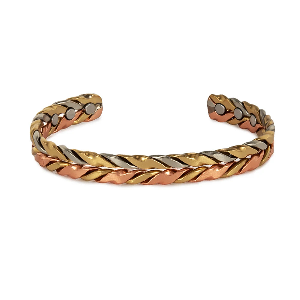 Pure Copper Bracelets Twisted Handmade Braided 12Mm Adjustable Bangles Health En