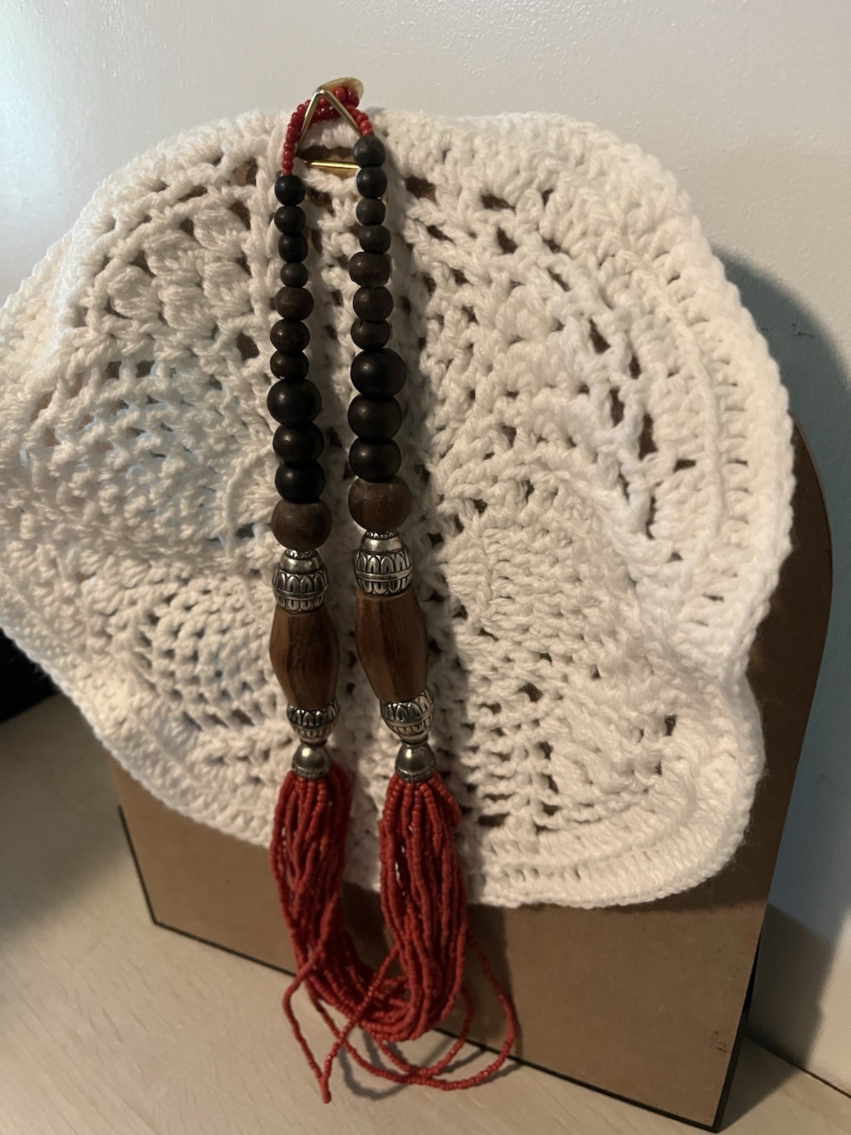Bohemian Boho Style Chunky Wood Beaded Necklace