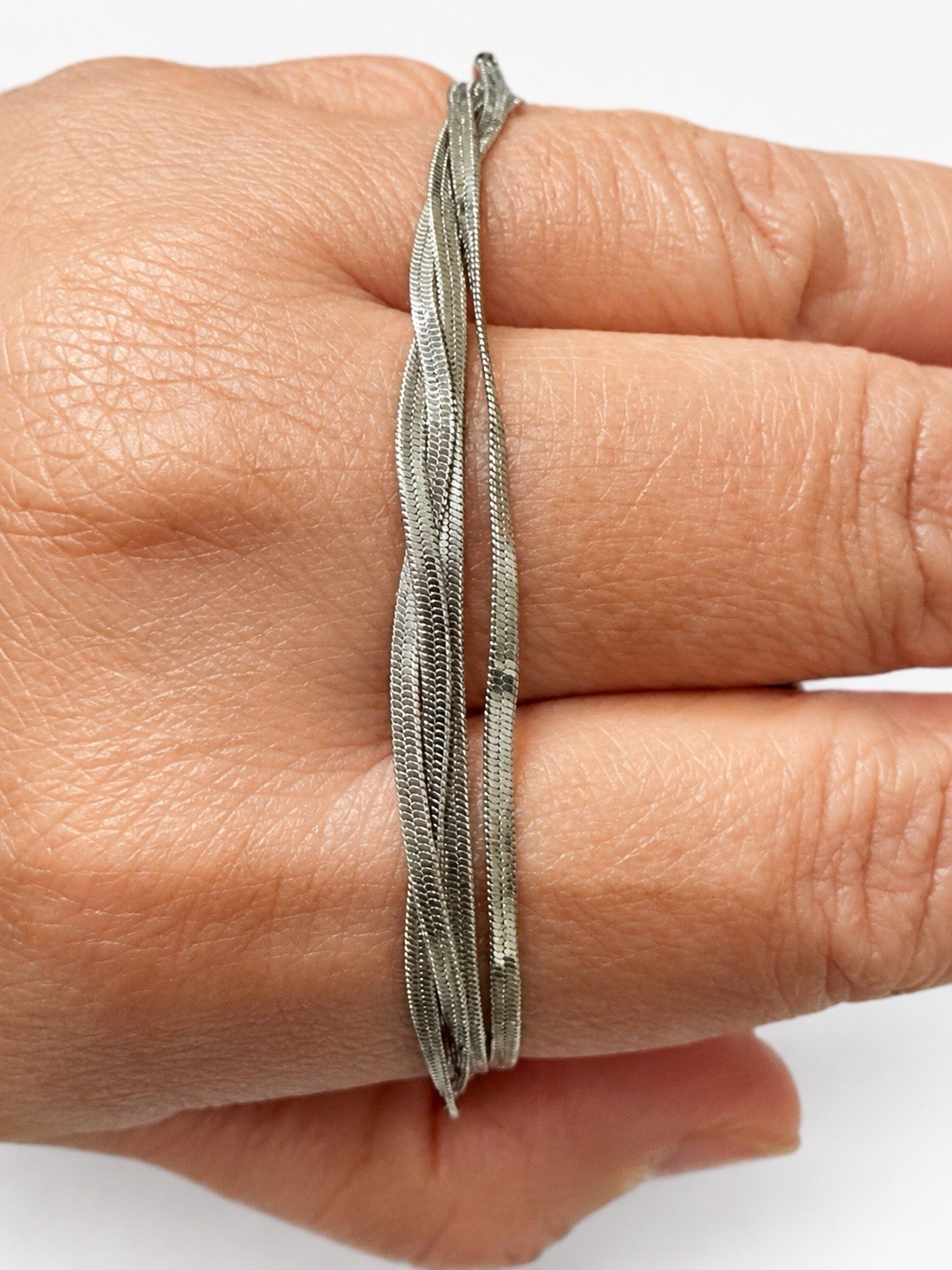 LOFT Twisted Silver Tone Necklace Minimalist Modern Chain Necklace