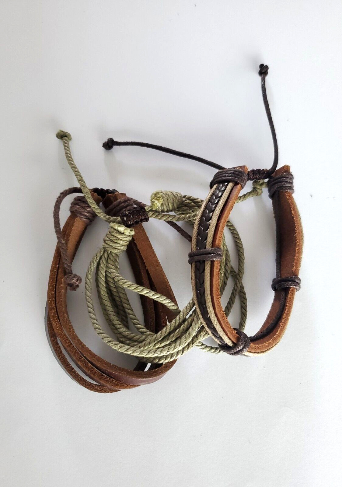 Leather And Cotton Bracelet Set