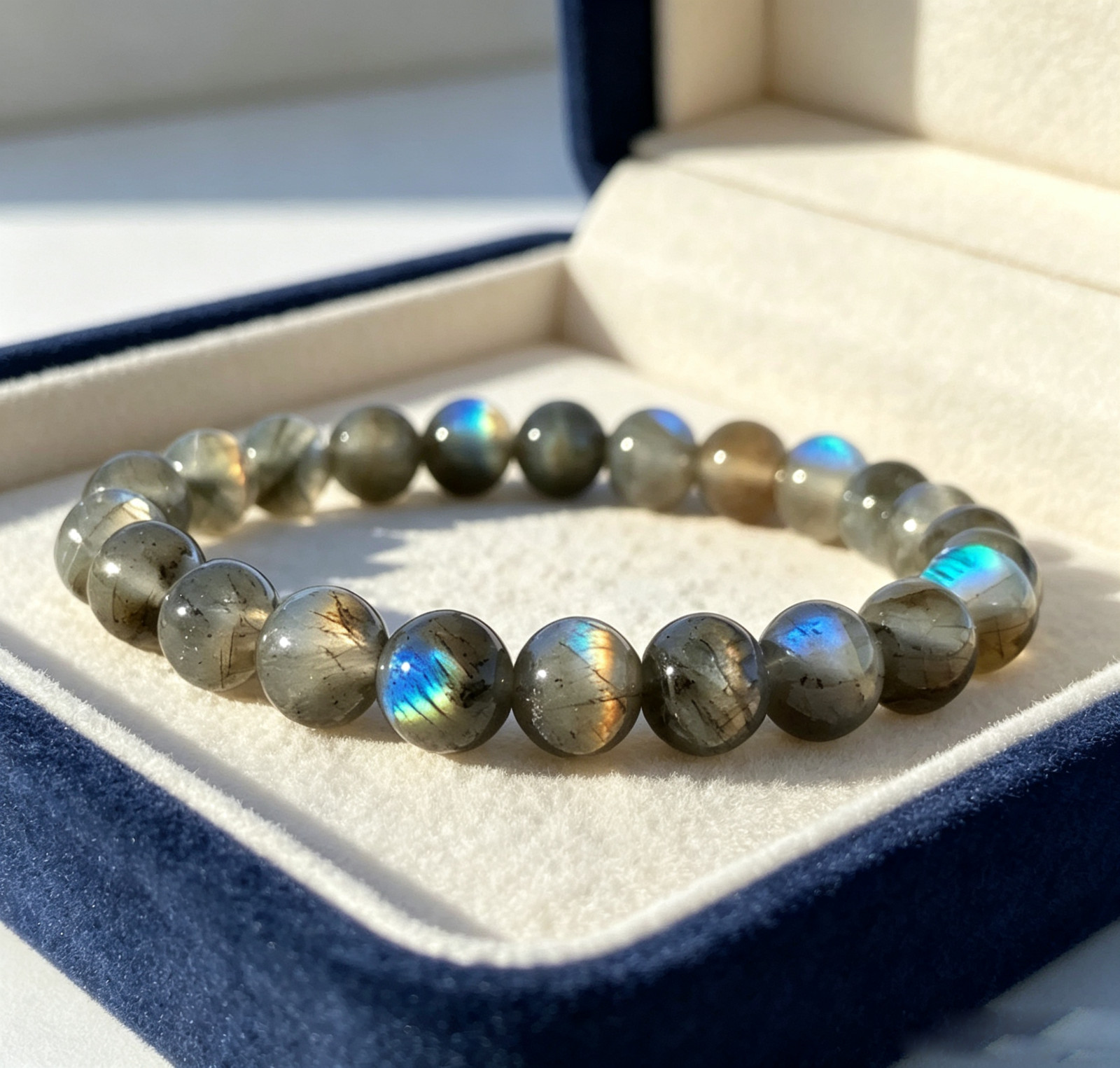 8mm Labradorite Stretch Bracelet Healing Energy Grounding Men Women Crystal Gift