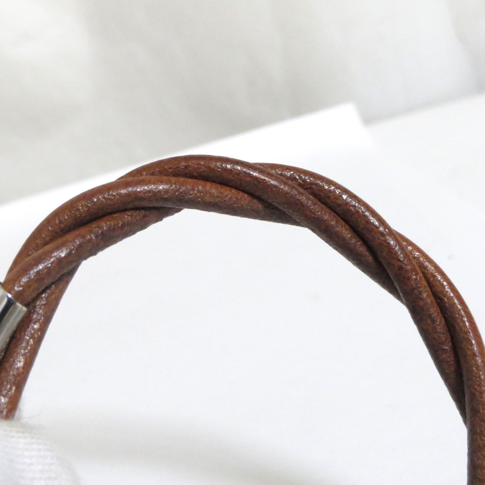 Authentic HERMES Tornado Bangle Bracelet Brown Leather 17.3cm/6.8″ in Box