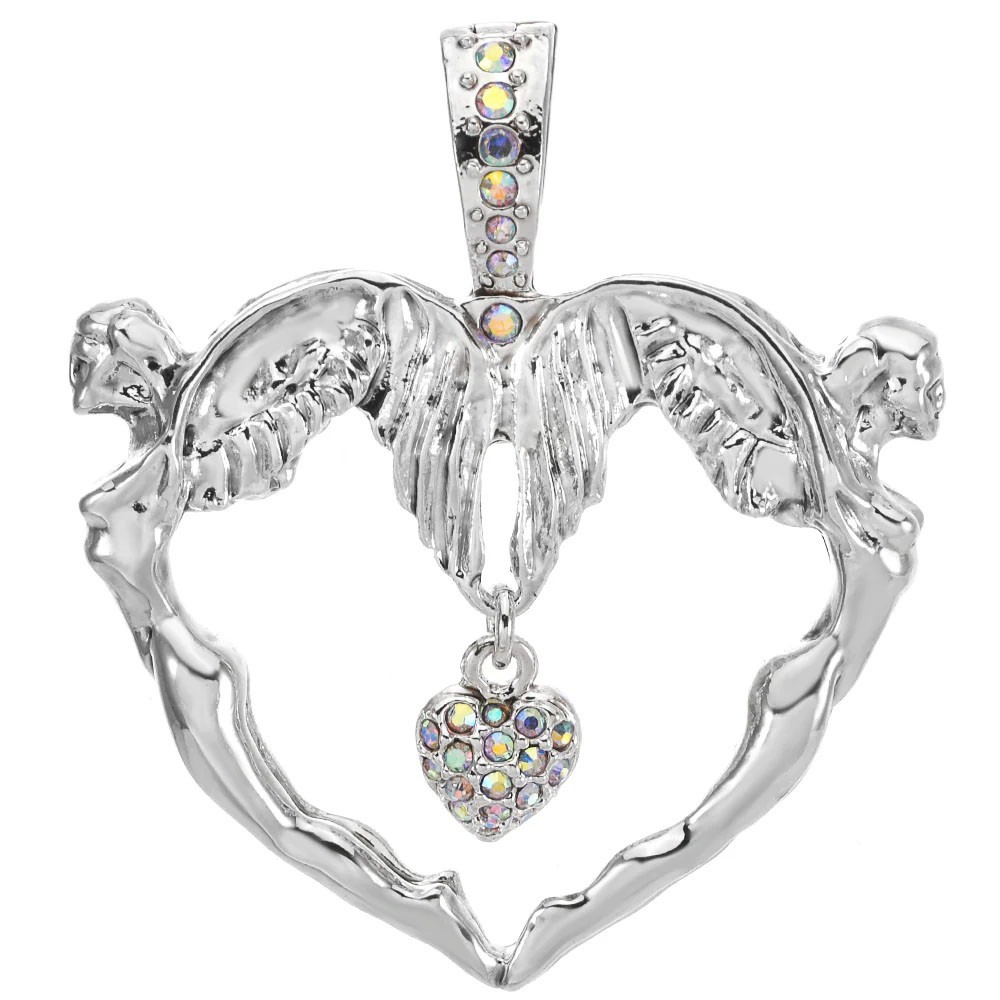 Kirks Folly Angel Heart Foldover Pendant sterling silvertone