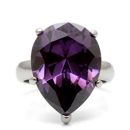 TK045 – High polished (no plating) Stainless Steel Ring with AAA Grade CZ in