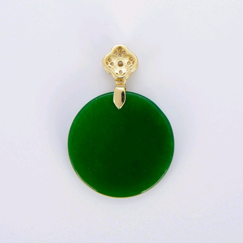 Genuine Green Jade Lucky Circle Coin Pendant Necklace Jewelry Making Finding