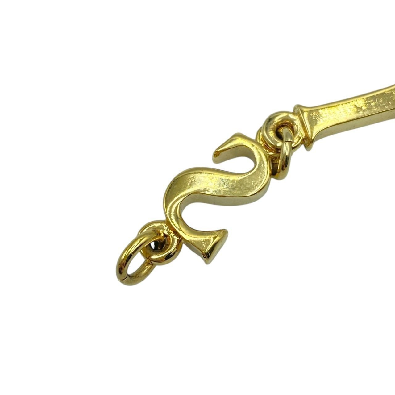 Excellent Christian Dior Gold Tone Logo Bracelet L 19cm 7.4in