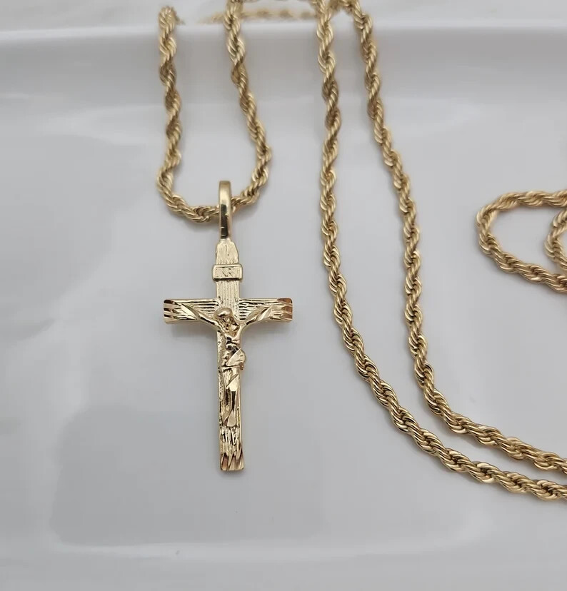 Gold Square Initial Necklace, 3mm Rope Chain, 14k Heavy Plated