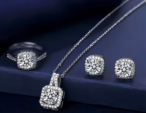 Beautiful New Commemorative Silver Necklace, Earring, Ring Set