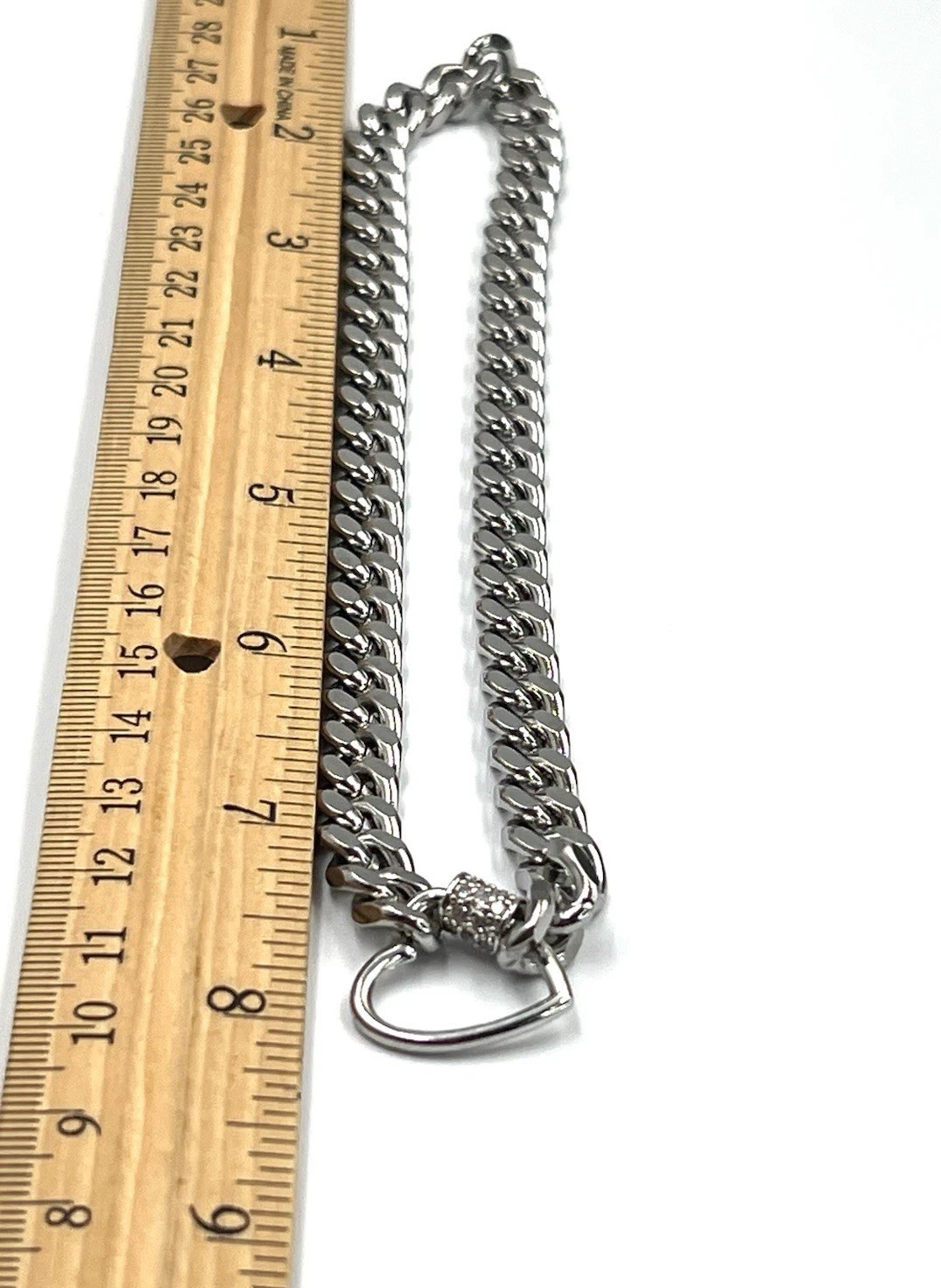 Dalmata Silver Tone Curb Chain Necklace Toggle Clasp Rhinestone