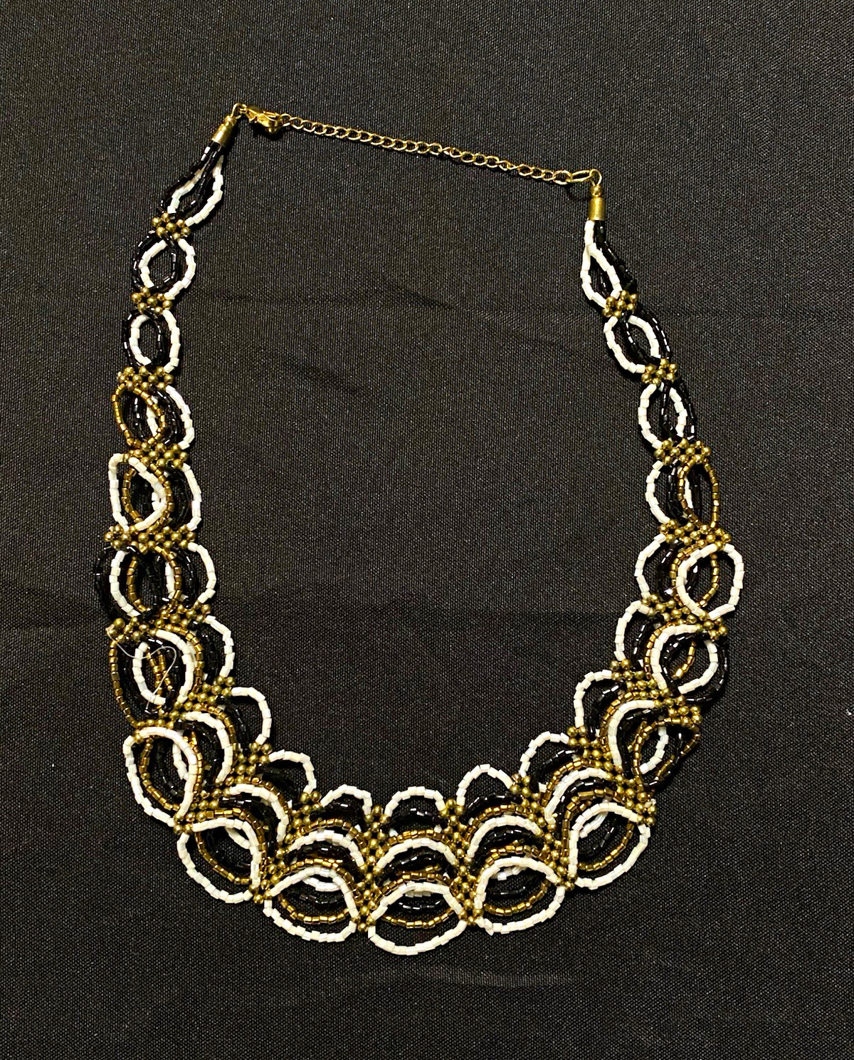 Gold & Silver Tone Interlocking Chain Link Statement Necklace, Metal, No Stone