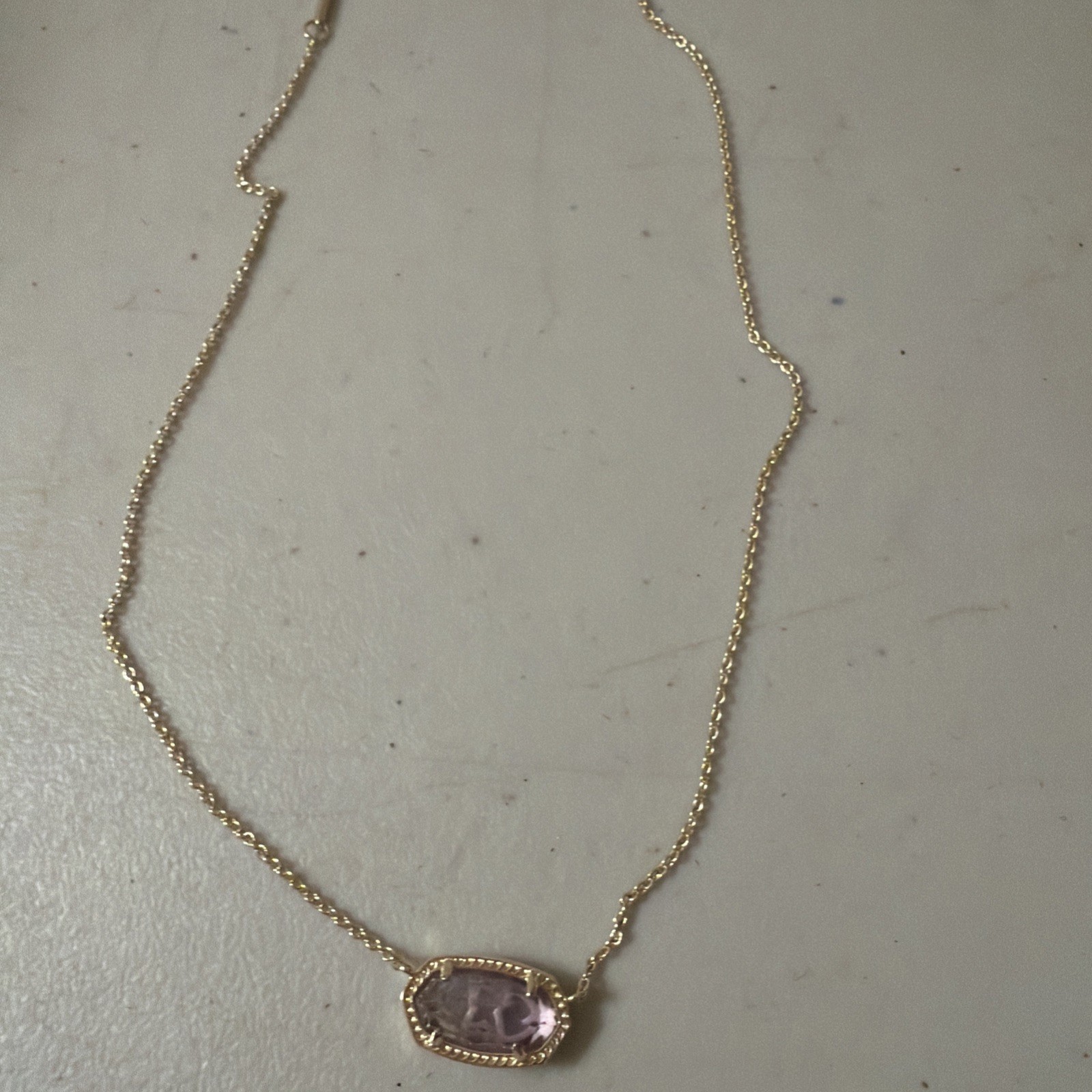 Kendra Scott Necklace Pink Gold Tone Elisa Pendant 17 Inches
