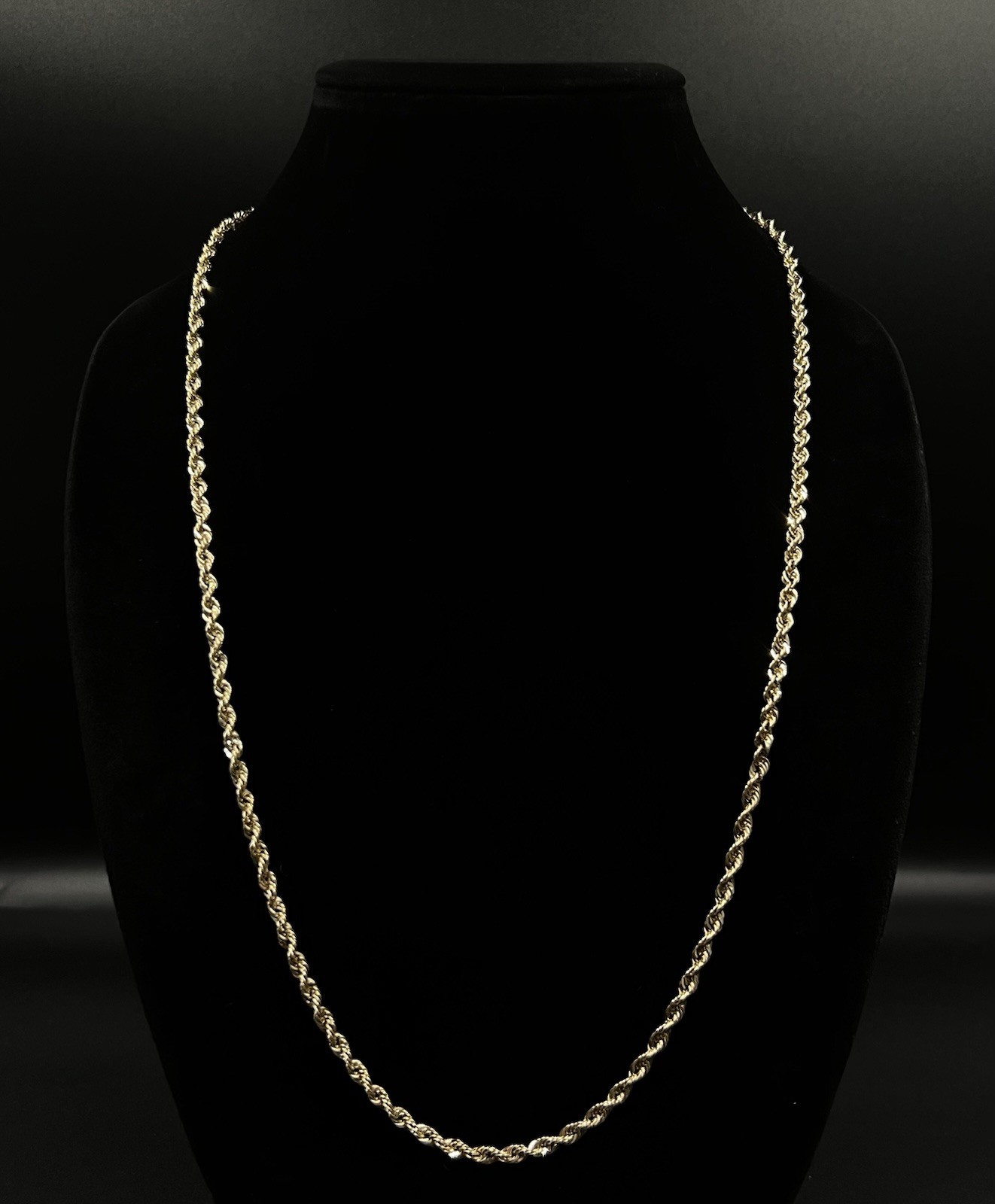 28” 10K Hollow Yellow Gold Rope Chain | 8g | 3.8MM | Lobster Clasp |