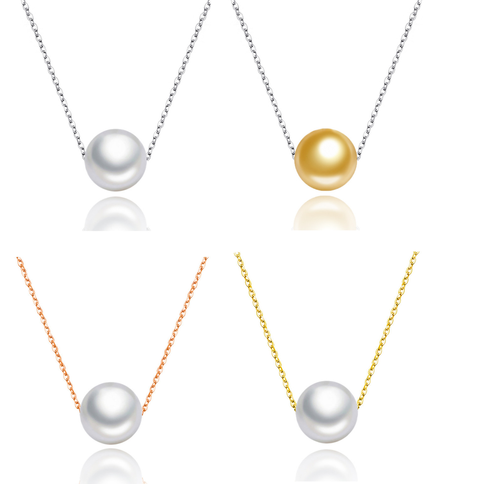 925 Sterling Silver Floating Round Natural Shell Pearl Pendant Necklace 18″ PE33