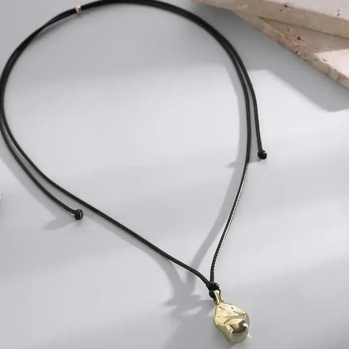 Geometric Cotton Pendant Necklace Adjustable Leather Cord Unisex Jewelry